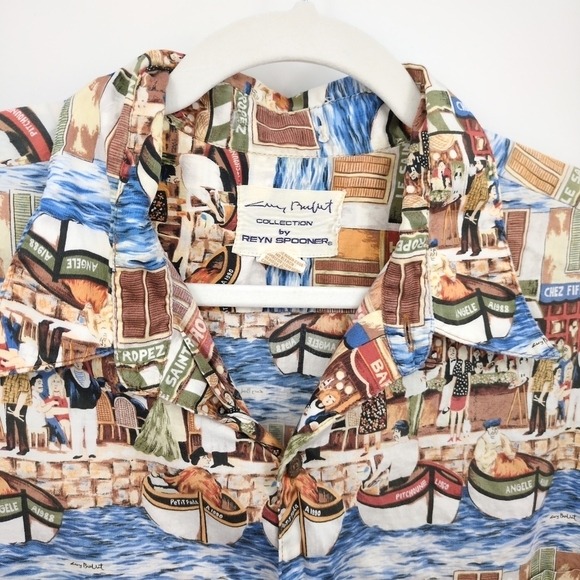 Reyn Spooner Collection Guy Buffet French Town Boats European Men's Shirt Large‎ - Picture 3 of 9